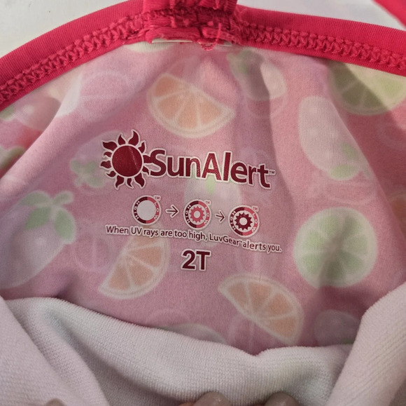 LuvGear Sun Alert pink with fruit swimsuit for toddler size 2T - Picture 4 of 10